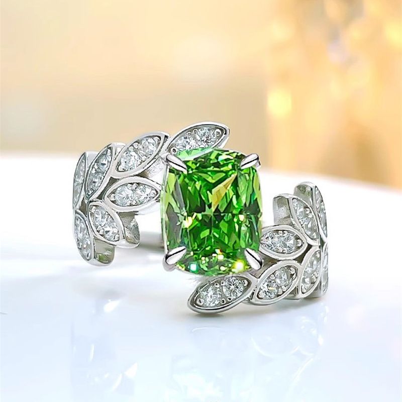 Cao Shi's New Flower Swing Arm Cross Small Fresh Geometric Leaf Design Sense Ring_voghion.com
