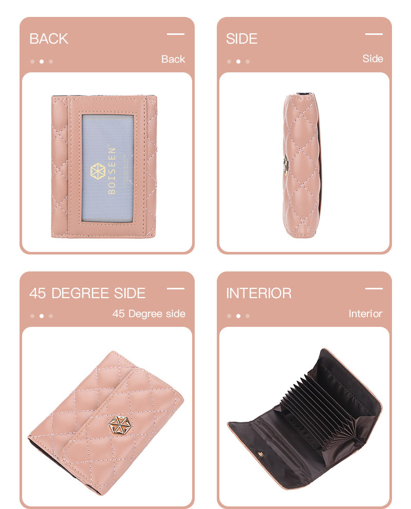 Boiseen New Women's Card Bag Embossed Multi Card Slot Accordion Coin Purse Small Buckle Wallet_voghion.com