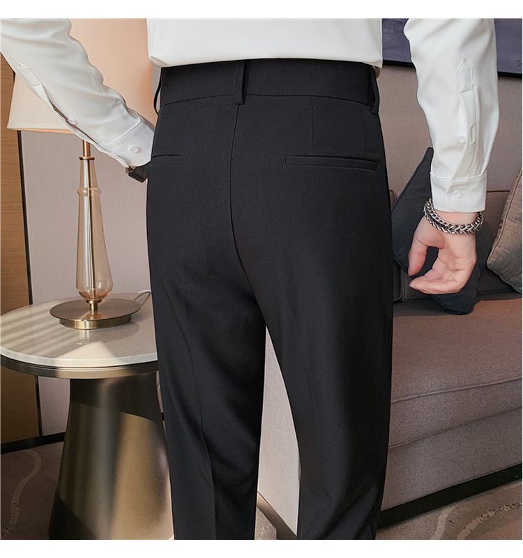 Pantaloni napoletani da uomo nuovi di zecca, in twill strutturato, con vita a pieghe, design casual a nove punte, vita media e alta_voghion.com