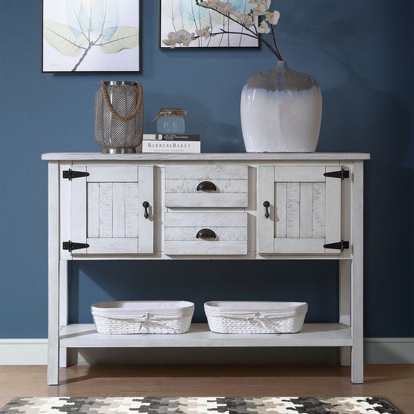 48'' Solid Wood Sideboard Console Table With 2 Drawers And Cabinets And Bottom Shelf, Retro Style Storage Dining Buffet Server Cabinet For Living Ro_voghion.com