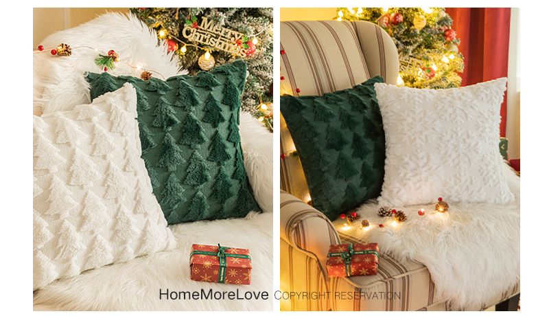 Christmas Throw Pillow Covers With Snowflakes & Tree Patterns, Festive Holiday Decor For Sofa, Couch, Bed, Party, Nordic Style, 45x45cm & 40x40cm_voghion.com