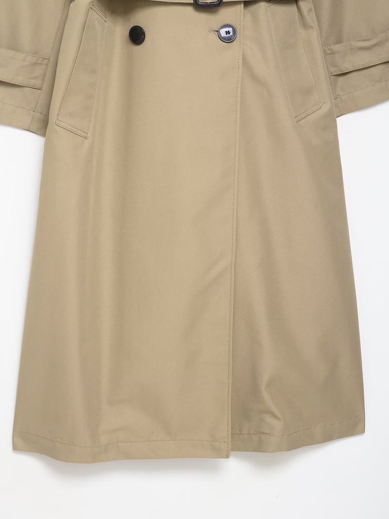Trench classico doppiopetto con cintura: eleganza senza tempo per donna (XS-L, poliestere, cachi, antipiega e versatile)_voghion.com