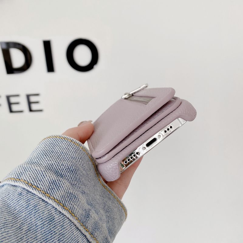 Mobile phone case for iPhone15 mobile phone case Apple 14pro max flip zipper card holder mobile phone case 13/12 women_voghion.com