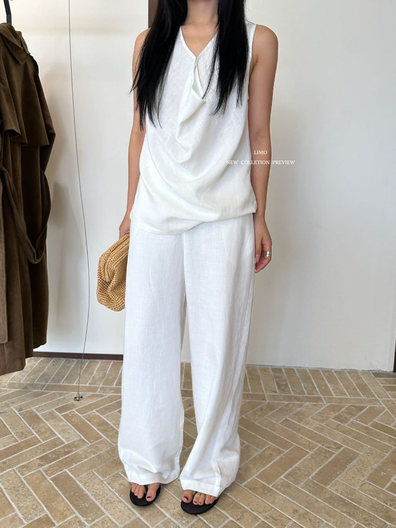 Luxury Linen-Blend Wide Leg Pants – High Waisted, Flowy & Breathable For Summer – Comfortable Straight Leg Trousers_voghion.com