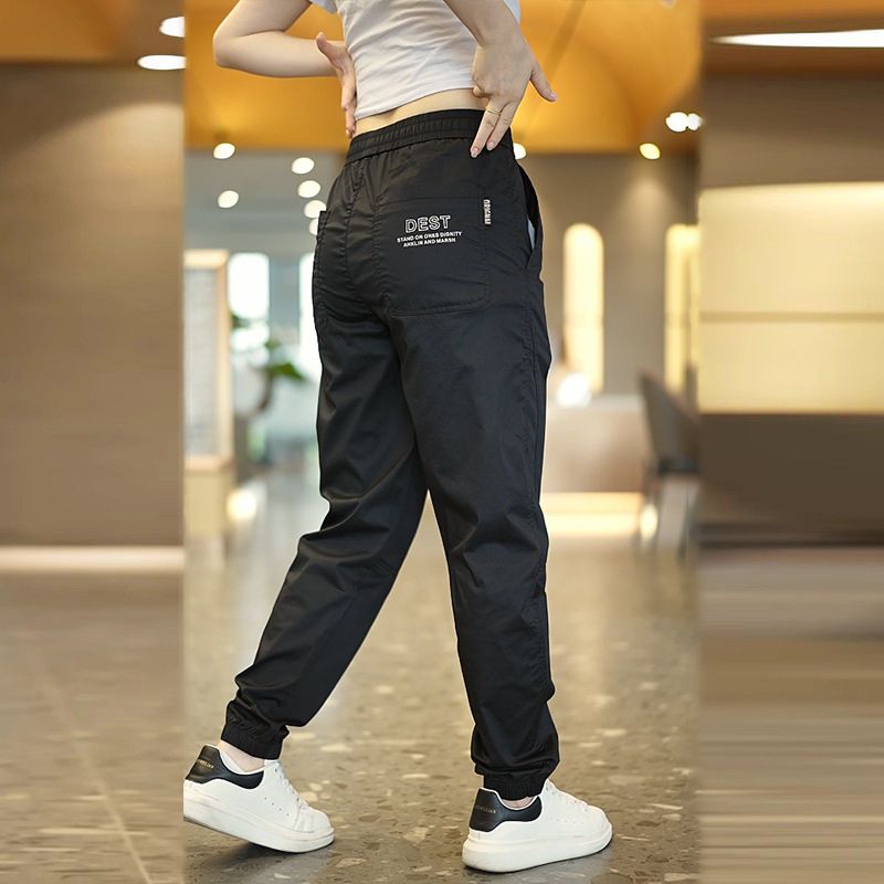 Men's Workwear Ice Silk Casual Pants - Summer Lightweight Quick-Dry Slim Fit Joggers With Drawstring Waist & Cargo Pockets_voghion.com