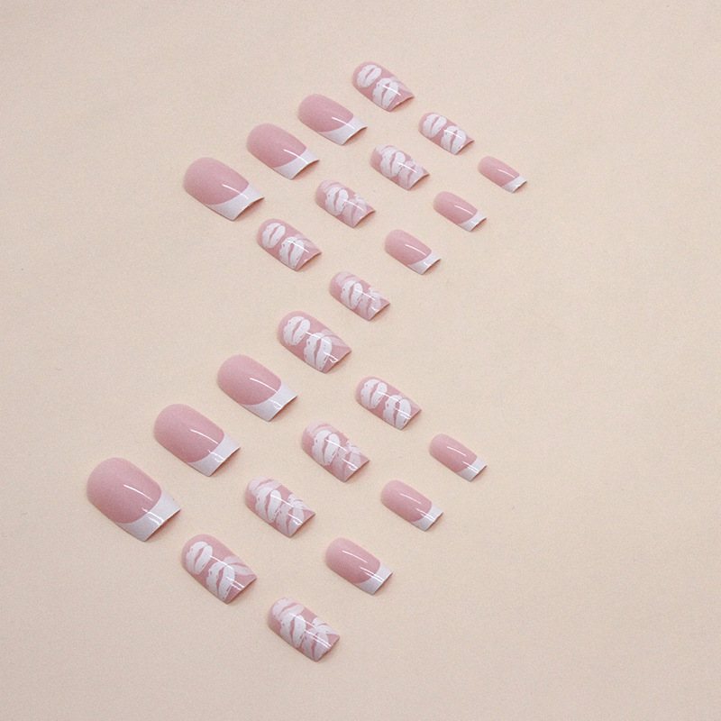Weißer französischer, minimalistischer, mittellanger Instagram-Stil, sexy Lippenmaniküre-Fälschung, kann Nägel sein_voghion.com
