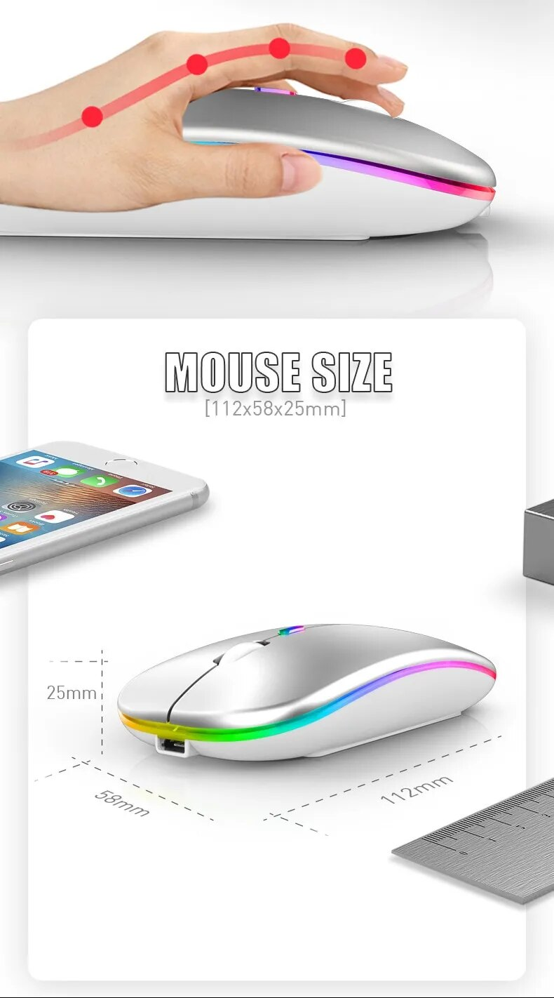 Tablet Phone Computer Bluetooth Charging Luminous 2.4G USB Wireless Portable Mouse_voghion.com