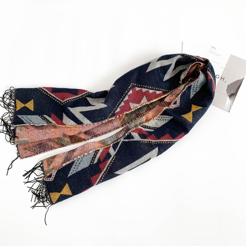 Sciarpe da donna Sciarpa con nappe stile etnico imitazione cashmere addensato scialle sciarpa stile albero di Natale_voghion.com