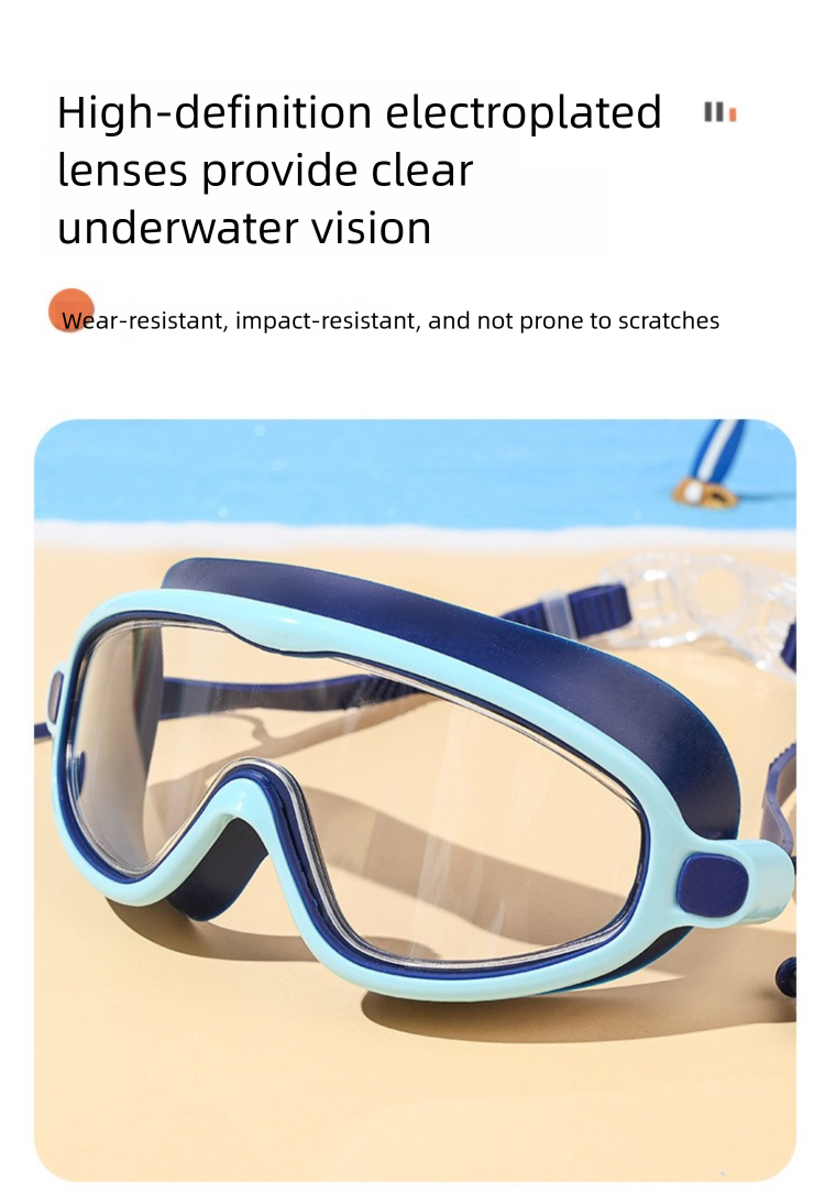 Universelle Schwimmbrille für Erwachsene für Männer und Frauen, HD-wasserdicht, beschlagfrei, großer Rahmen mit Ohrstöpseln, professionelles Schwimmen_voghion.com