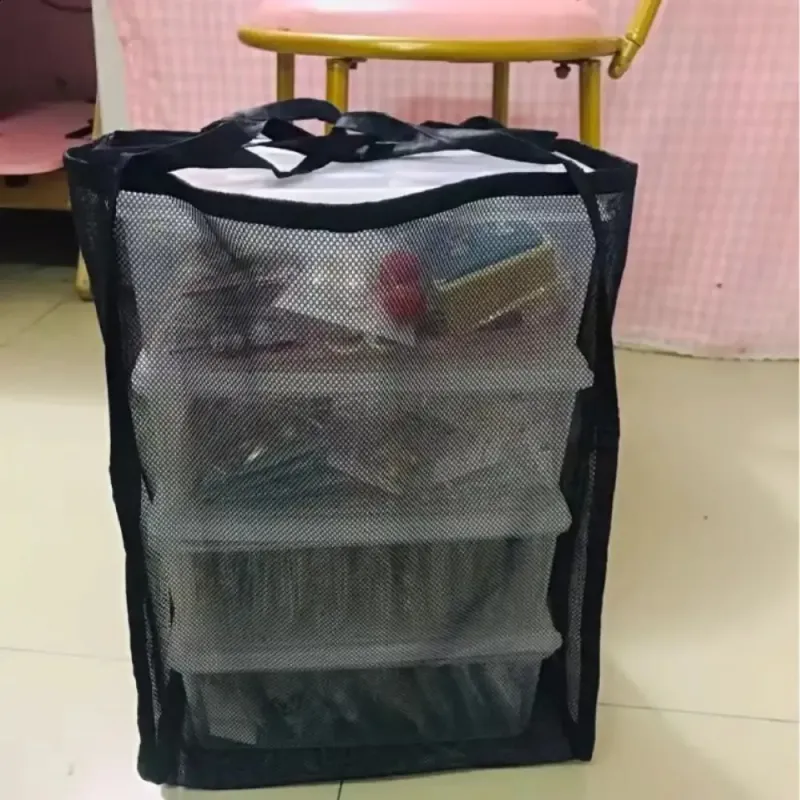 INS Style Transparent Fashionable Lightweight Versatile Large Capacity Portable Beach Mesh Shopping Bag 250421_voghion.com