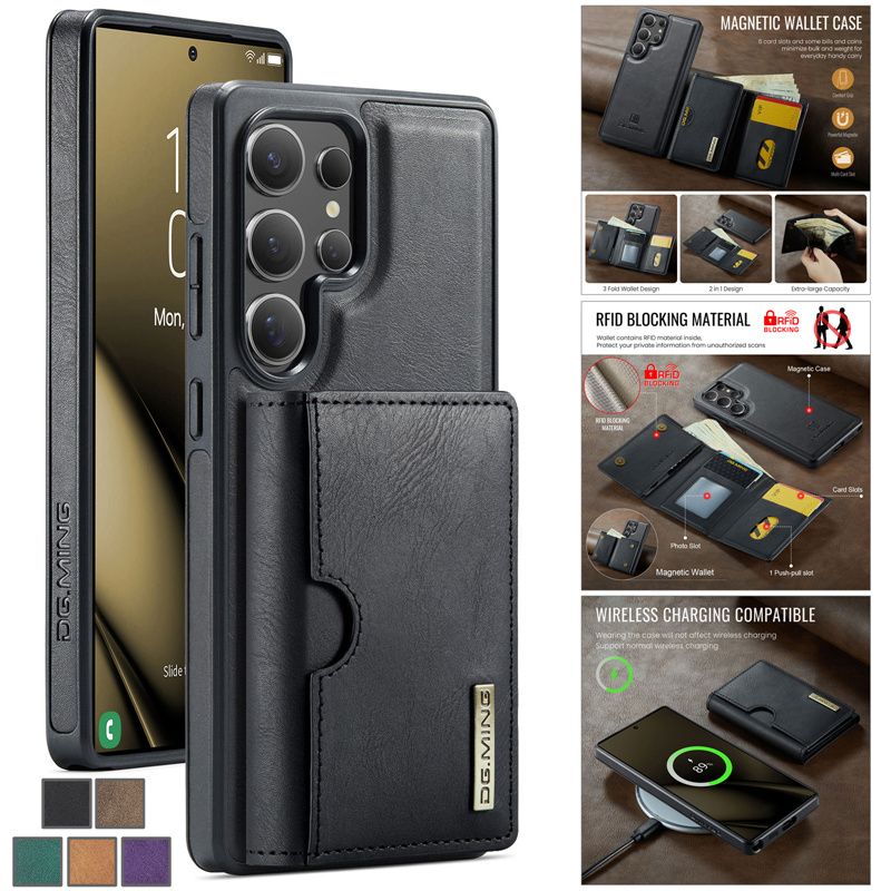 Custodia magnetica staccabile 2 in 1 per Samsung Galaxy S25 Edge S24 FE S23 S22 S21 Ultra Portafoglio in pelle con tasca porta carte sul retro_voghion.com