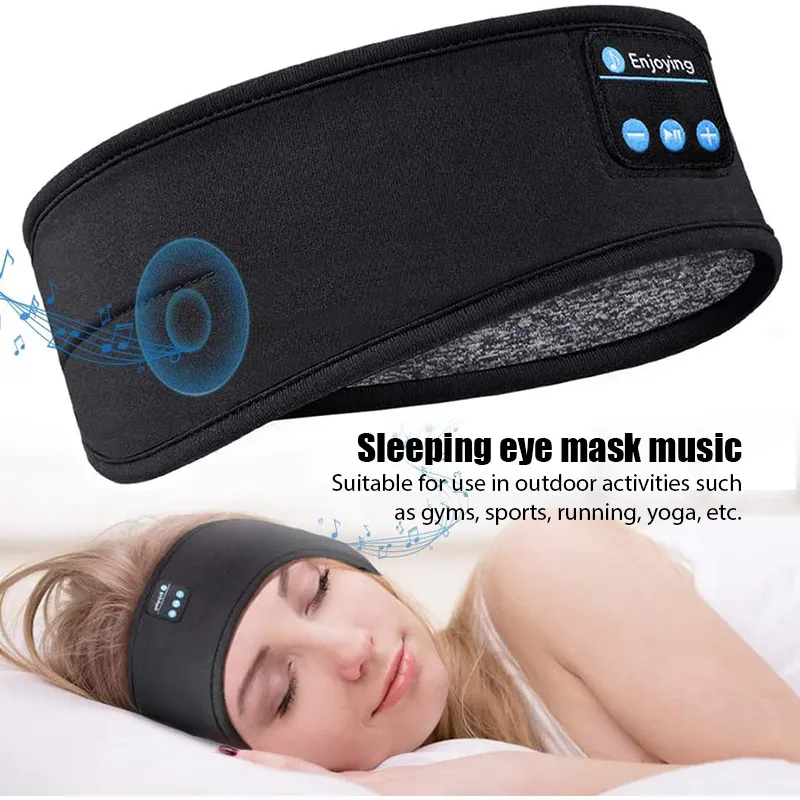 Trådlöst Bluetooth-headset Elastiskt sporthuvudband över örat Hårband Öronsnäckor Musik Sova ögonmask Trådlösa hörlurar_voghion.com
