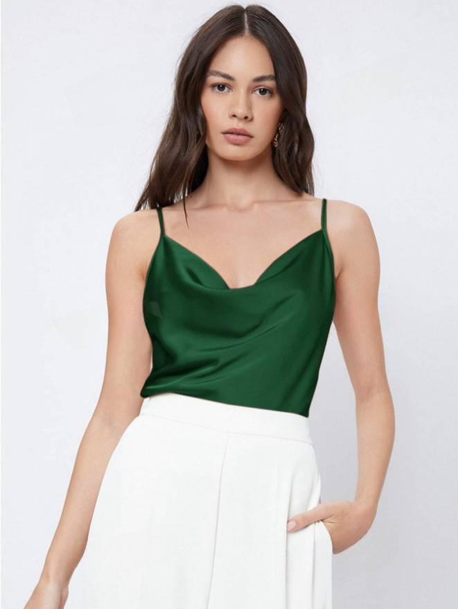 Costume cu bretele din satin imitație de mătase, veste cu guler încrețit pentru femei, pantaloni scurți sexy, topuri scurte cu guler ondulat_voghion.com