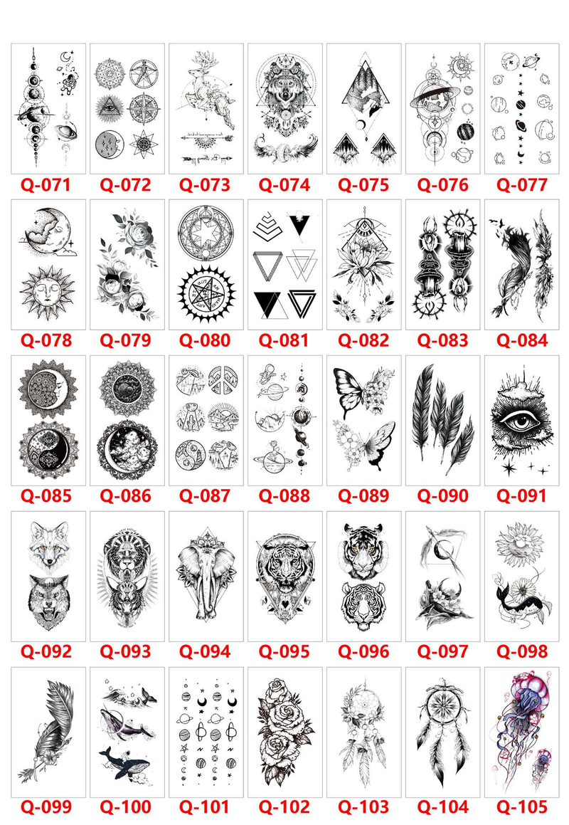 Q 121-160 Μικρό σετ αυτοκόλλητων τατουάζ με φρέσκο, αδιάβροχο σχέδιο, οποιοσδήποτε συνδυασμός_voghion.com