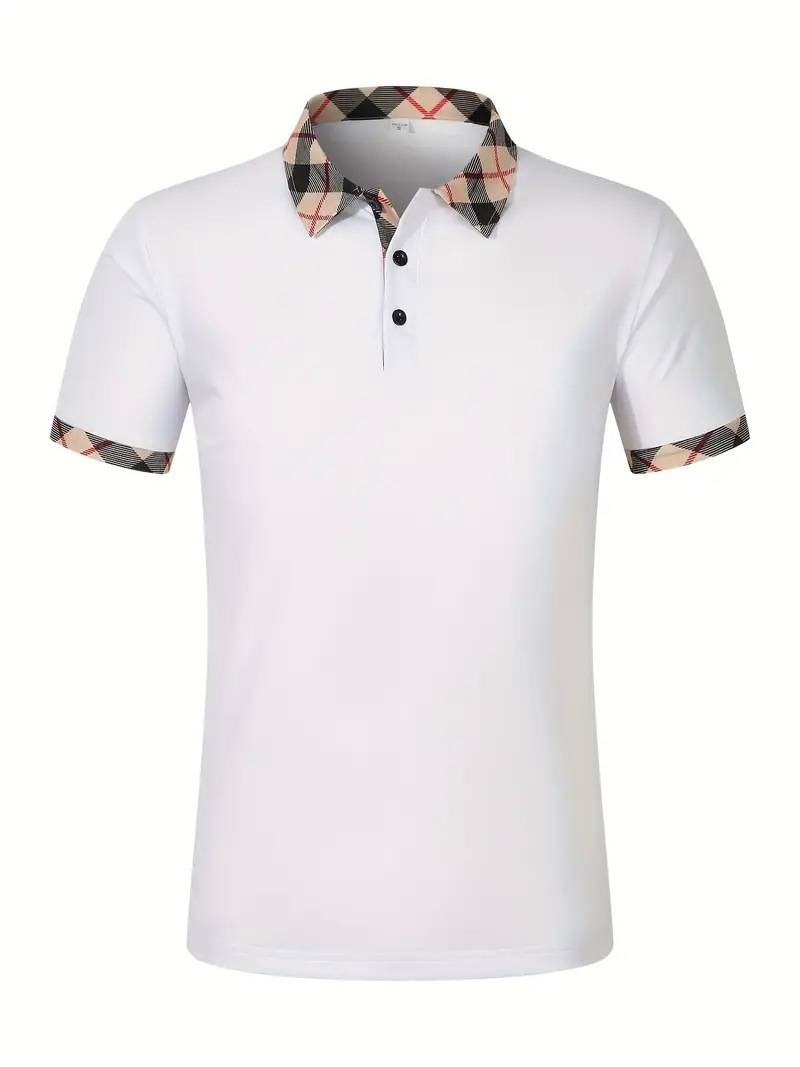 Ropa de hombre, moda de negocios, camiseta de manga corta, polo ajustado para hombre, top con botones_voghion.com