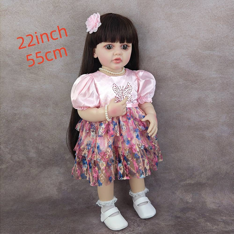 22 Zoll lebensechte Reborn-Puppen, realistische Vollsilikon-Baby-Vinyl-55CM-Simulationspuppe, neugeborenes Mädchen, Prinzessin, Kleinkind-Spielzeug-Geschenk_voghion.com
