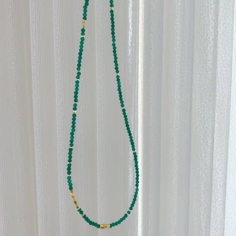 Emerald Natural Stone Millet Bead Necklace For Women All Match High End Niche Beaded Clavicle Necklace New Chinese Style Jewelry_voghion.com