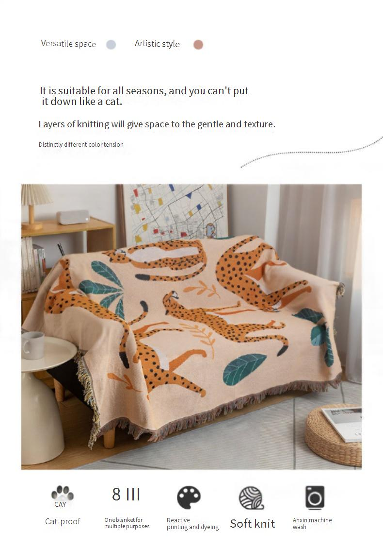 Minimalist Leopard Print Throw Blanket - Stylish, Soft, Decorative For Sofa/Bed_voghion.com