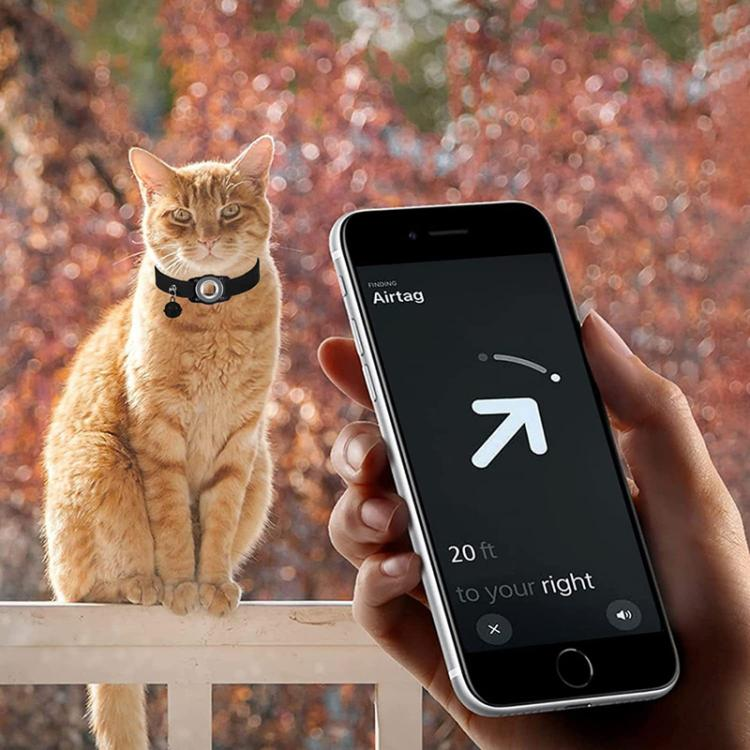 For AirTag Tracker Pet Leather Collar Anti Lost Cat Locator Collar_voghion.com