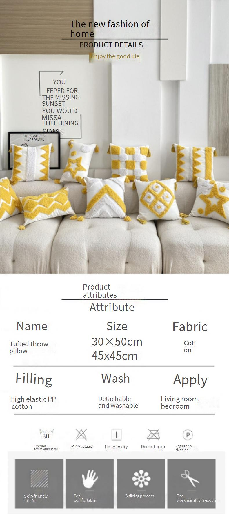 Copricuscino trapuntato nordico - Cuscino decorativo in cotone di ispirazione marocchina per divano/letto/ufficio_voghion.com