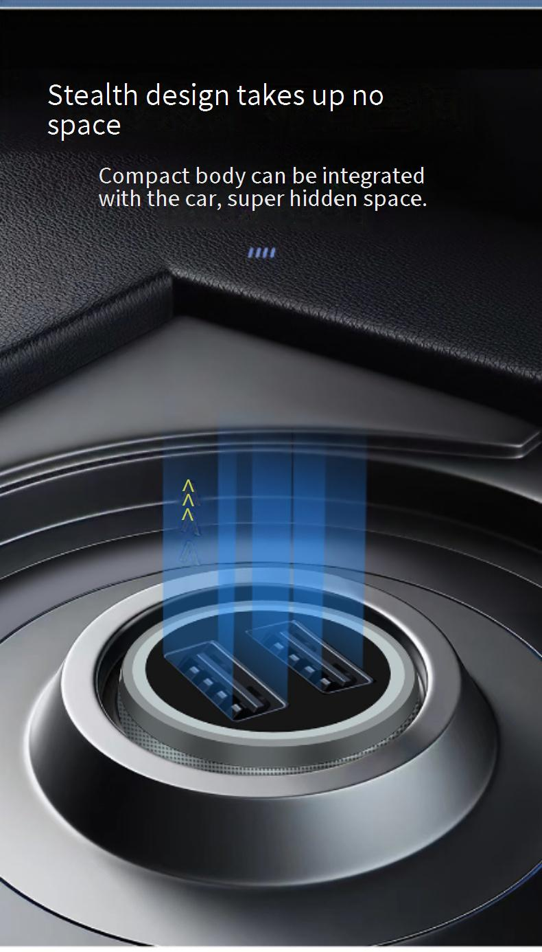 45W Car Charger, Dual USB QC3.0 Fast Charger Adapter With Titanium Emergency Window Breaker For IPhone Android Smartphones_voghion.com