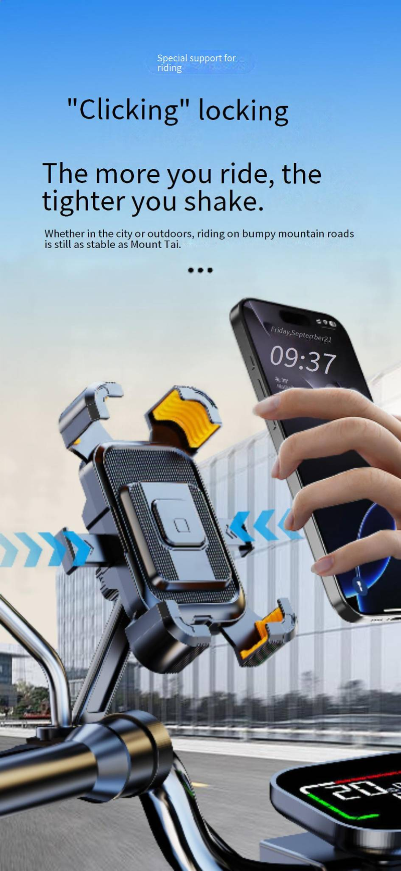 Support de téléphone portable pour véhicule électrique, batterie, VTT, vélo, anti-vibration, anti-secousse, à emporter, navigation, nouveauté 2025_voghion.com