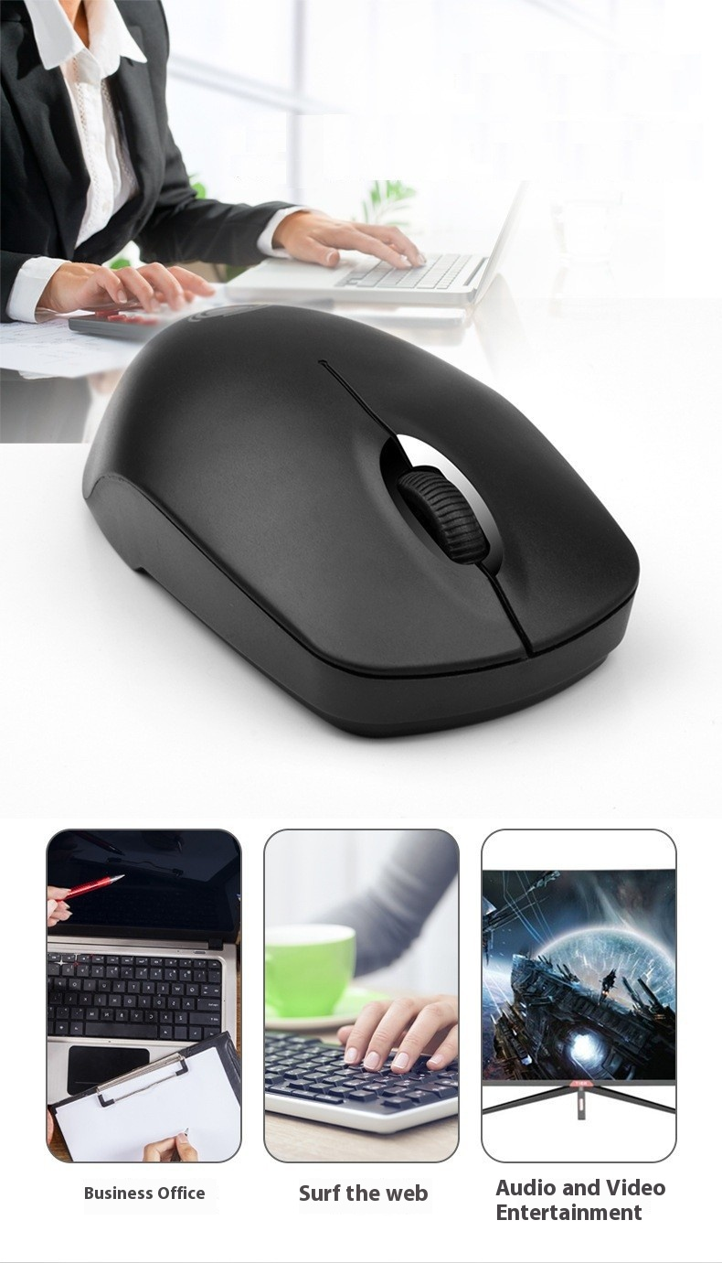 Wireless Optical Mouse For PC & Laptop – Ergonomic 2.4G Silent Click Mouse With 1600DPI, Plug & Play For Office & Home (Black/White/Blue/Pink/Green)_voghion.com