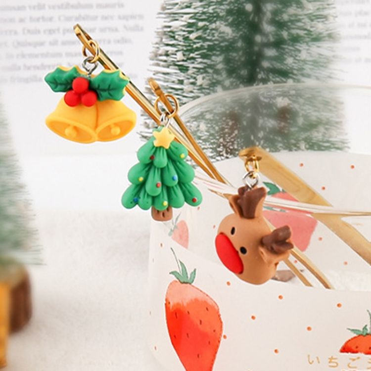 6pcs /Pack Christmas Mixing Spoon Fruit Fork With Pendant Flatware_voghion.com