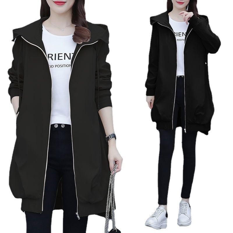 Lässiger Trenchcoat mit Kapuze in Übergröße für Damen – Locker geschnittene, langärmlige Frühlings-/Herbstjacke in Khaki, Beige und Schwarz (mit/ohne Futter)_voghion.com