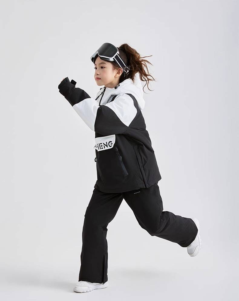 Kids' Waterproof Ski Suit Set – Winter Snow Jacket & Pants For Boys & Girls, Windproof & Thermal Skiing Outfit (Black & White Panda Design)_voghion.com