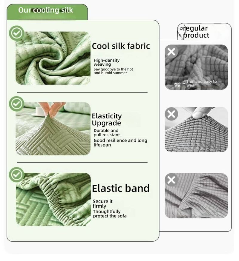 Copridivano rinfrescante estivo – Copridivano antiscivolo in seta ghiacciata con tessuto traspirante (universale per divani e divanetti)_voghion.com