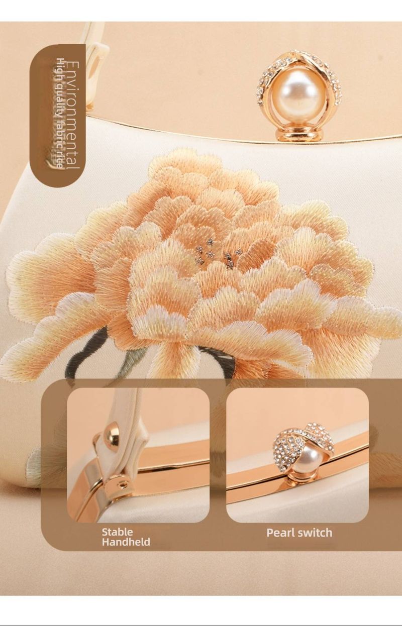 Pochette de soirée brodée Su exquise – Sac à perles florales fait main, élégant design oriental pour qipao et robes de cérémonie_voghion.com