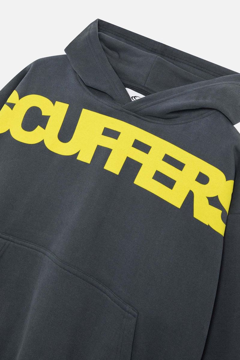 European And American Scuffers Casual Hooded Sweater Street Solid Color Loose Letter Pullover Hoodie For Men And Women_voghion.com