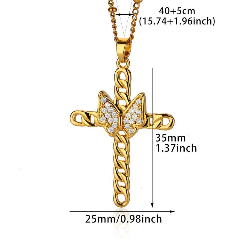 Collana da donna con catena per clavicola, regalo, con ciondolo a forma di croce a forma di serpente, in rame micro-intarsiato con zirconi, molto venduta_voghion.com