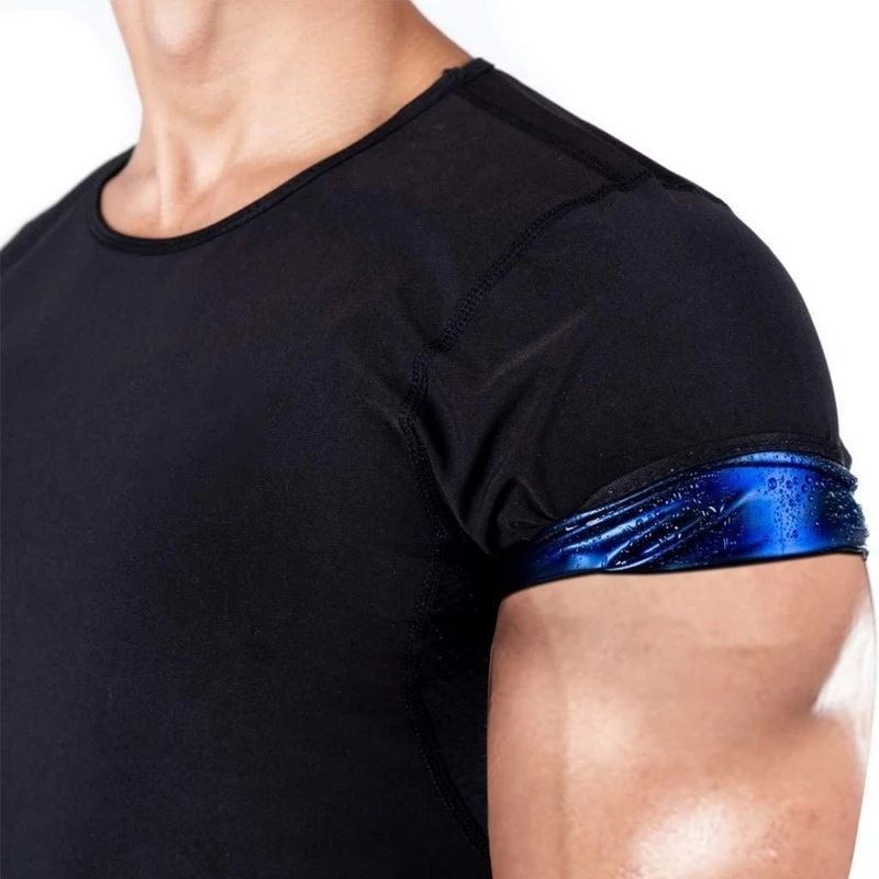 Guaina sportiva da uomo, a compressione, a maniche corte, attillata, per sudorazione rapida_voghion.com