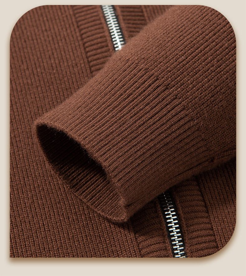 Old Money Style Men's Knitted Cardigan Outerwear Sweater Autumn Winter Stand Collar Zipper Business Commuting Casual_voghion.com