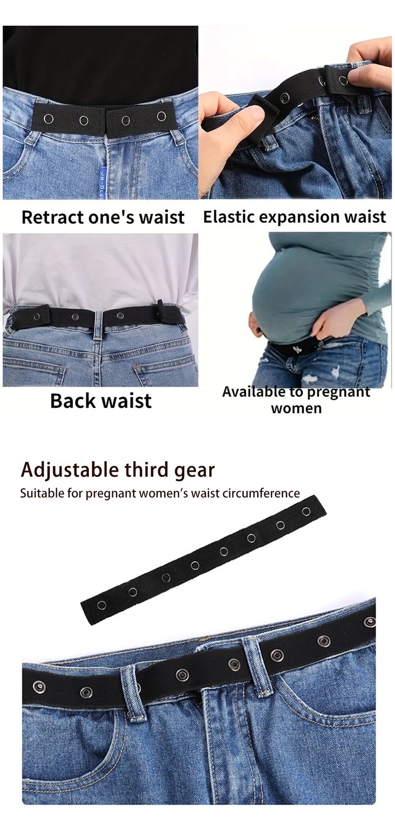 Cintura pigra da uomo elastica con fibbia di regolazione dell'estensione dell'estensione dei jeans invisibili HOT_voghion.com