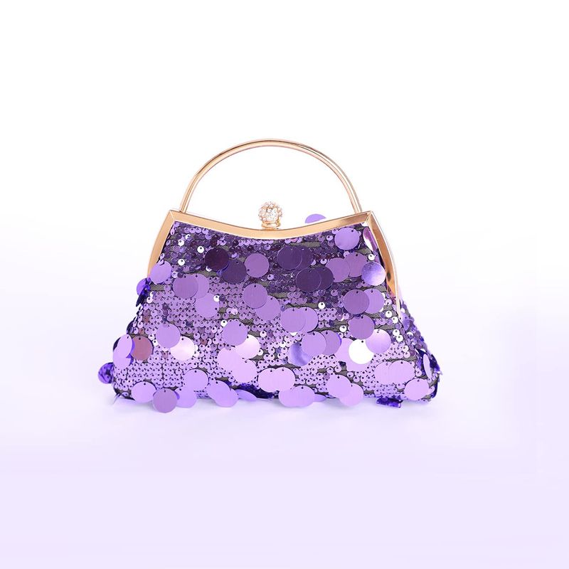 Borsa a mano con clip a conchiglia e paillettes grandi e lucide, stile mondana, pochette da sera_voghion.com