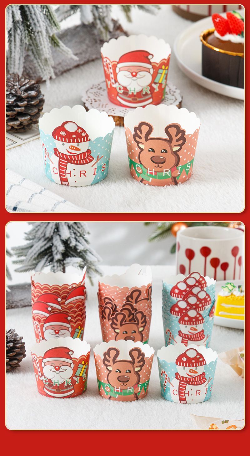 Einweg-Backförmchen mit Weihnachtsmotiv – Schneemann-Design, hitzebeständig, 50er-Pack (Rot, Hellbraun, Himmelblau)_voghion.com