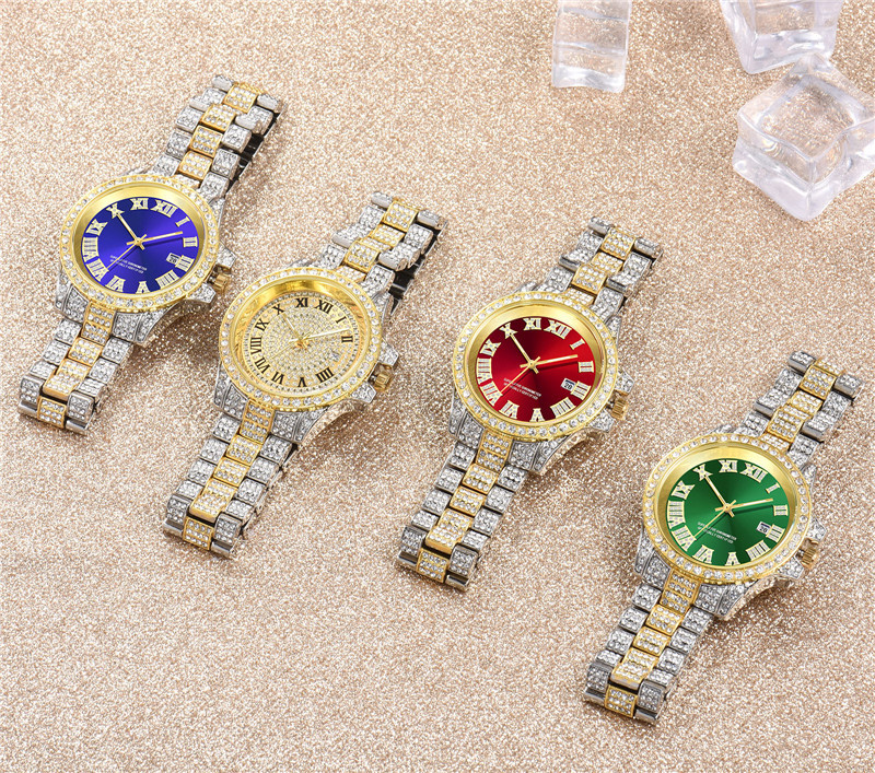 Merk Diamond Set voor heren nieuwe mode Water Ghost Hip Hop kalender quartz horloge_voghion.com