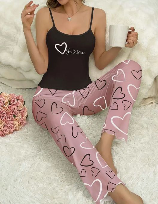 New Multi-Color Printed Homewear Two-Piece Set Short Sleeve Jogger Pants Pajamas Summer Women Thin Style_voghion.com