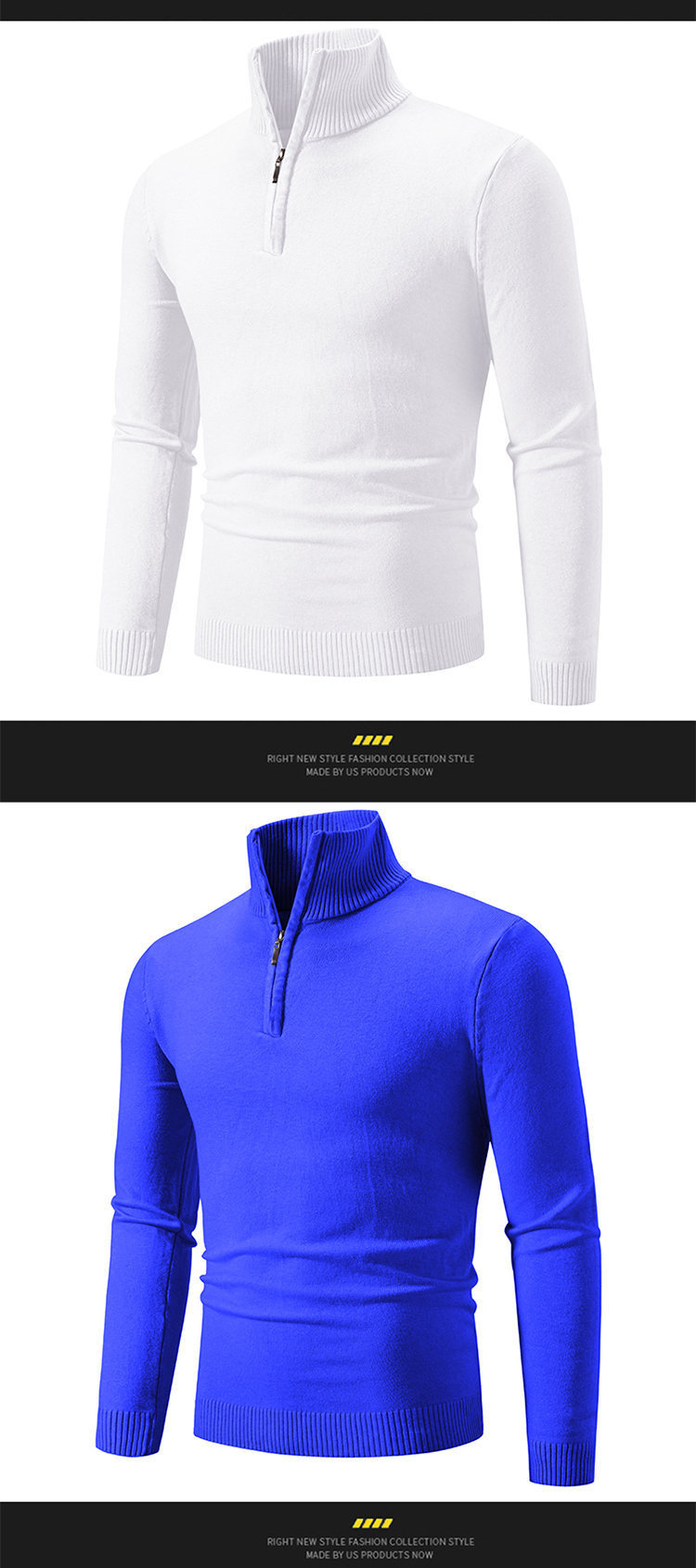 Herenkleding Grote Maat Rits Halve Turtleneck Pullover Trui Heren Lange Mouw Trui_voghion.com