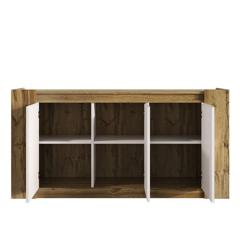 Credenza Hochglanzweiß Mit Grifflosem Design, Abgeschrägte Türen_voghion.com