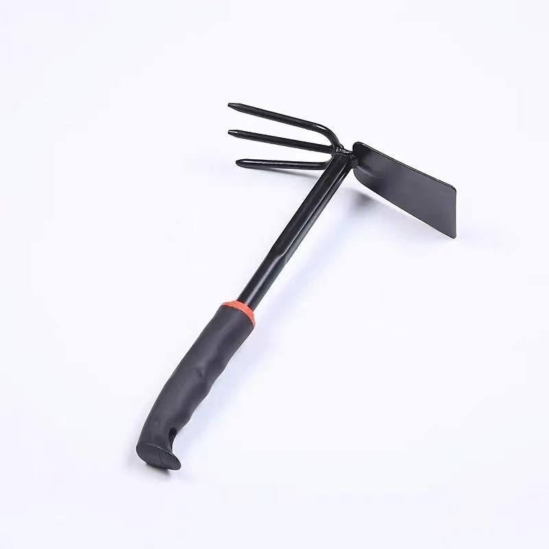 Schwarzer Gummigriff Fünfzahnrechen Gartenarbeit Vierteiliges Set Blumenschaufel Mehrzweckhacke Gartenwerkzeug_voghion.com