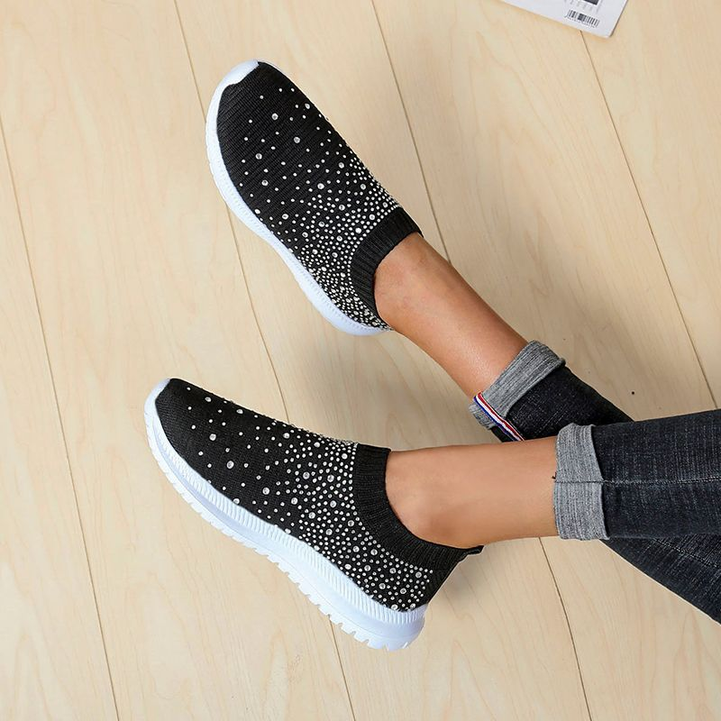 Large Size Rhinestone Socks Light Breathable Walking Fashion Casual Shoes_voghion.com