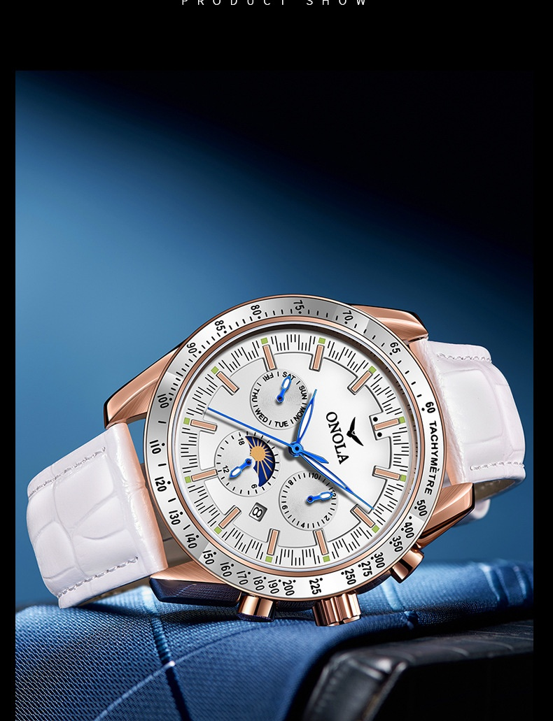 Business ONOLA/Orona Multifunctional Fully Automatic Mechanical Leather Waterproof Watch Men's_voghion.com