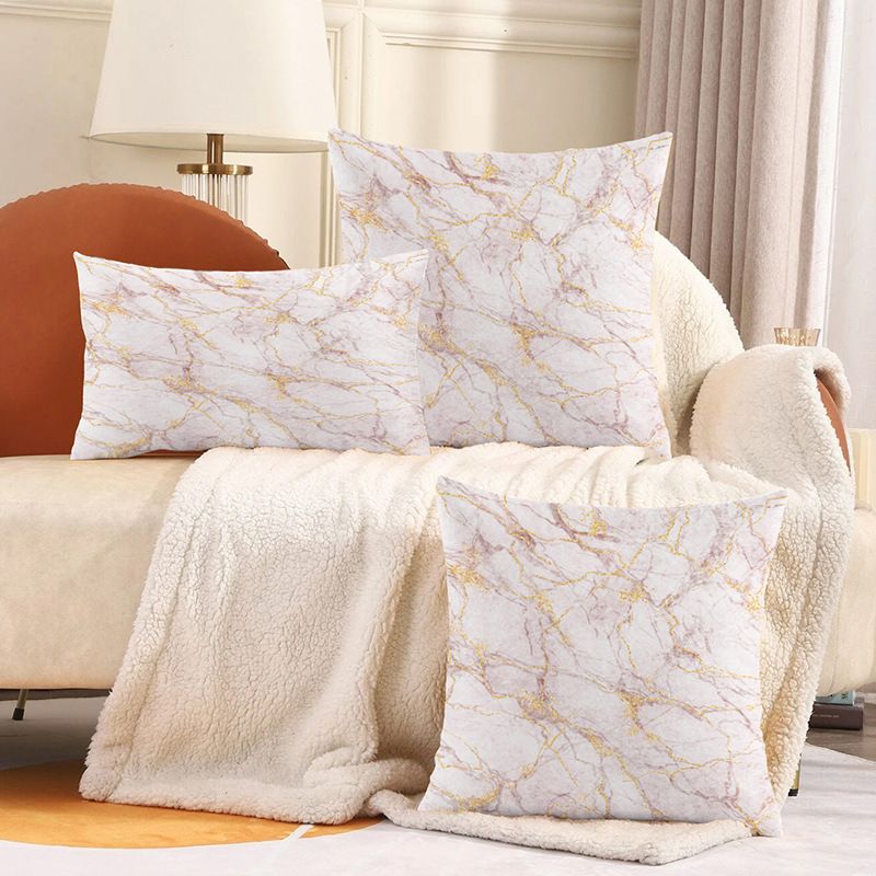 2023 new super soft short plush abstract landscape Sunrise printing pillow waist pillowcase sofa cushion cover_voghion.com