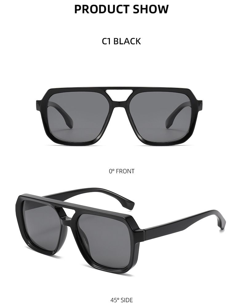Piloten-Doppelsonnenbrille mit quadratischem Rahmen und Ende, die Ihr Gesicht kleiner aussehen lässt, und UV-beständige polarisierte Sonnenbrille_voghion.com