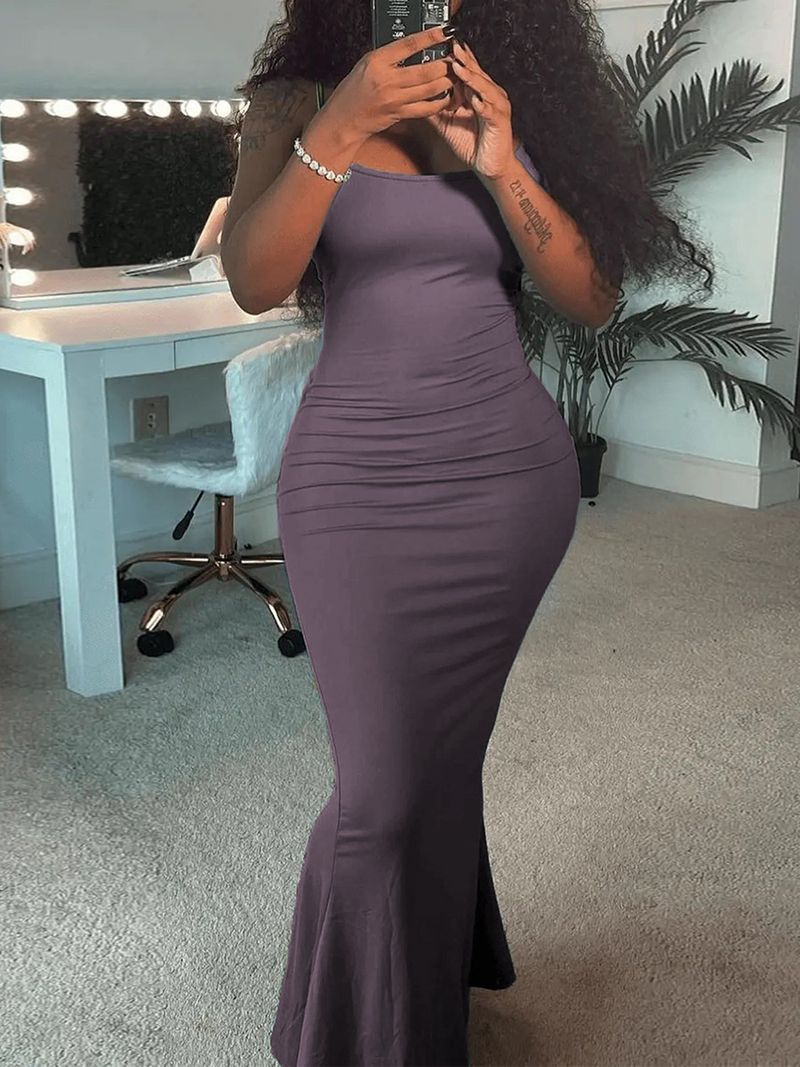 Damen 2023 Kardashian Skims Lässiges Slim Fit Träger-Home-Langes Kleid_voghion.com