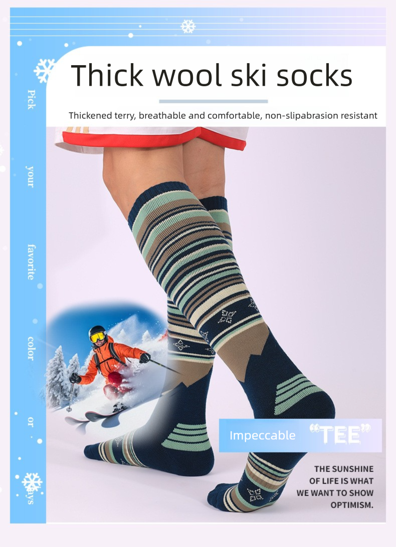 Meias de esqui/caminhada para adultos, acima do joelho, com sola grossa de toalha, ideais para atividades ao ar livre, caminhadas, esqui e atividades ao ar livre, respiráveis e absorventes de suor._voghion.com
